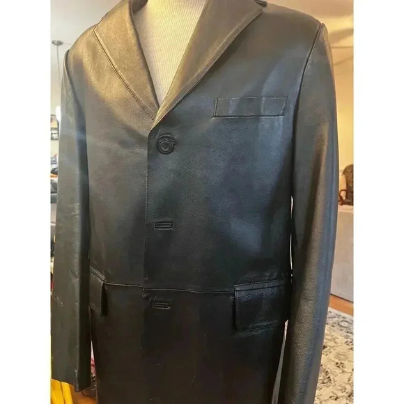 Croft & Barrow men’s classic leather jacket button up size medium - Picture 2 of 6